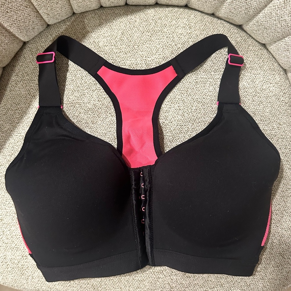 VSX l Black and Pink Front Close Sports Bra